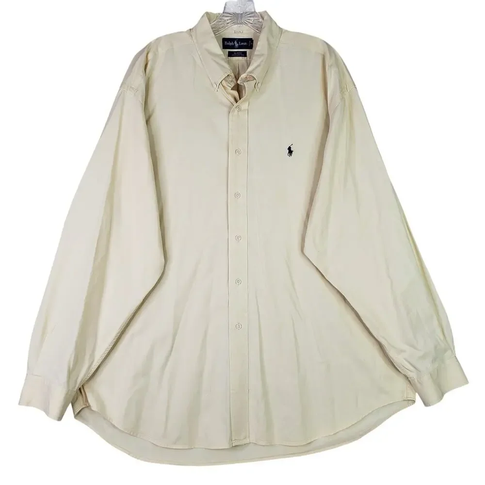 Polo Ralph Lauren Shirt Blake Mens Size XL Button Down Butter Yellow LS Preppy
